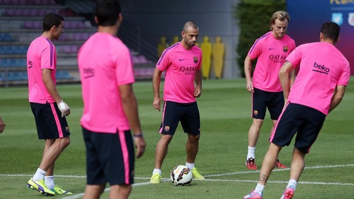 Mascherano Rakitic entrenamiento FC Barcelona