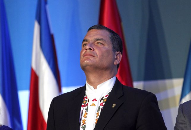 Ecuador's President Correa looks on as he takes part in the 5th Esquipulas Forum