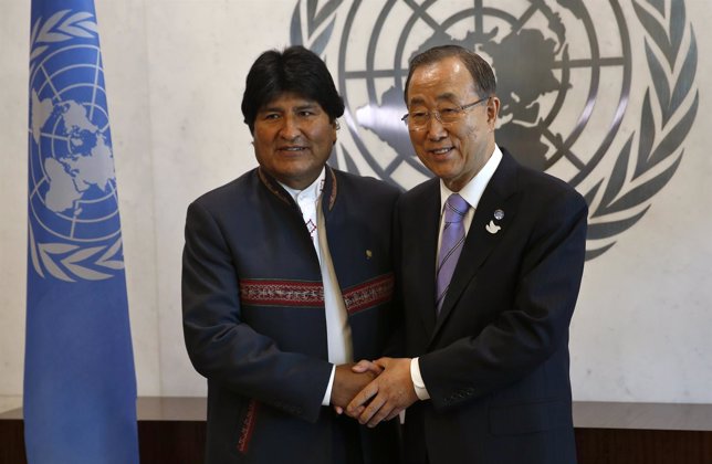 Evo Morales con Ban Ki-moon 