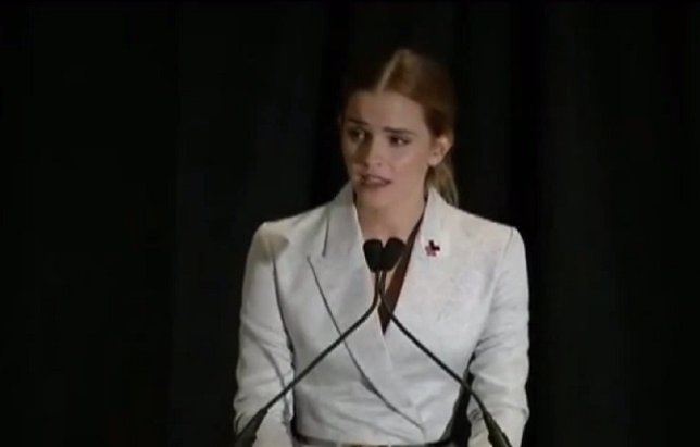 Emma Watson durante su discurso en la ONU