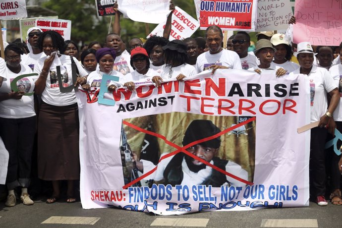 Protesta contra el supuesto lider de Boko Haram  Abubakar Shekau