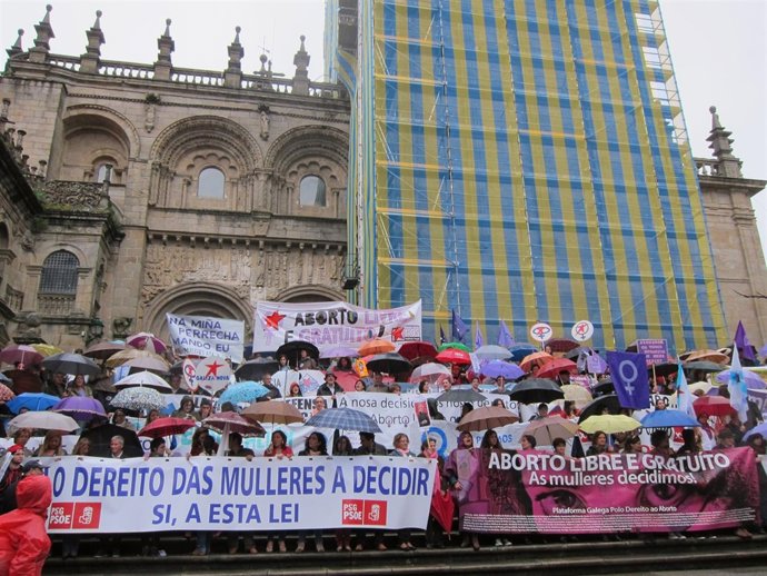 Manifestación en denfensa del aborto libre y gratuito en Santiago