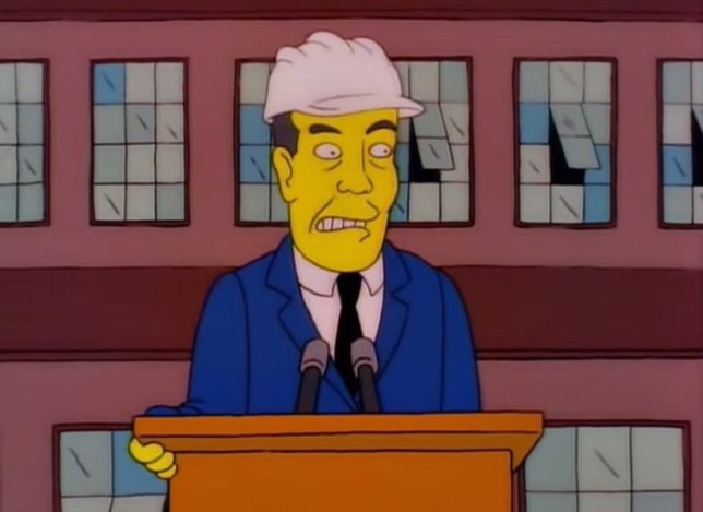 Bob Dole dando un discurso sobre el aborto en Los Simpsons