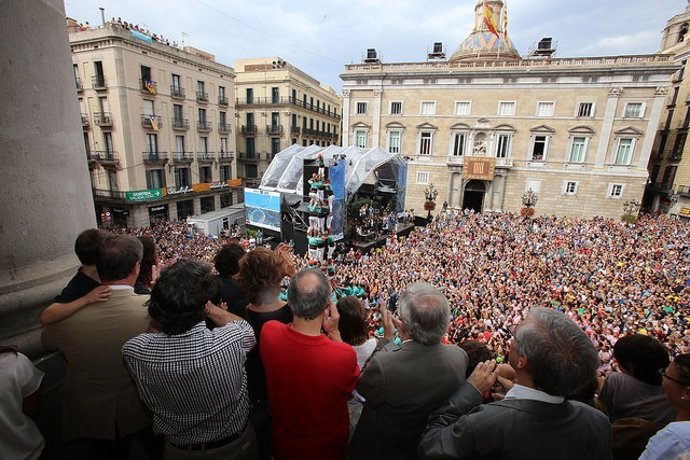 El alcalde, Xavier Trias, en la fiesta 'castellera' de la Mercè