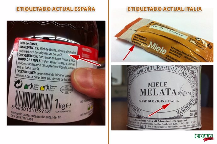 Etiquetado de miel en España e Italia 