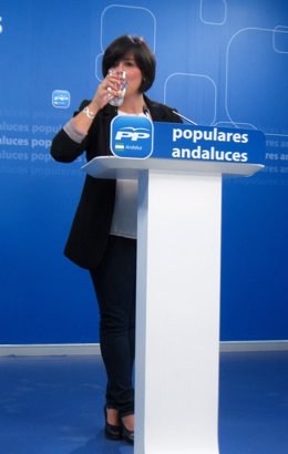 Virginia Pérez en rueda de prensa en el PP-A