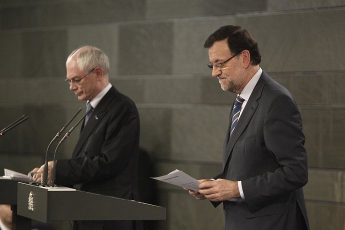 Mariano Rajoy y Van Rompuy en Moncloa