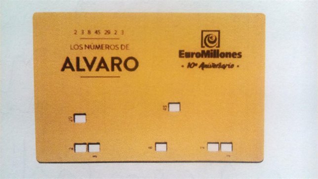 Tarjeta personalizada para jugar EuroMillones
