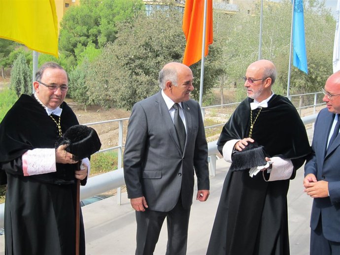 Garre, con los rectores de la UMU y la UPCT