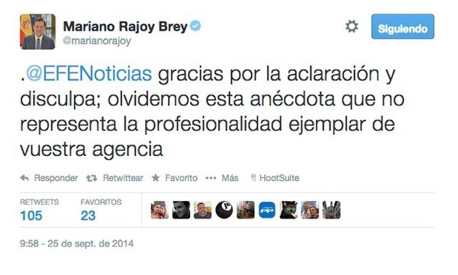 Mariano Rajoy acepta las disculpas de EFE