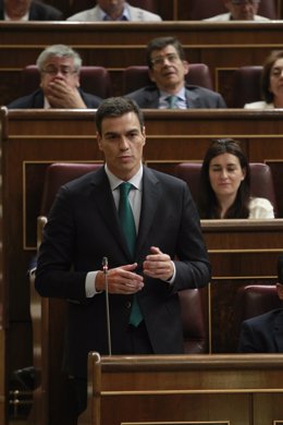Pedro Sánchez, secretario general del PSOE, en el hemiciclo