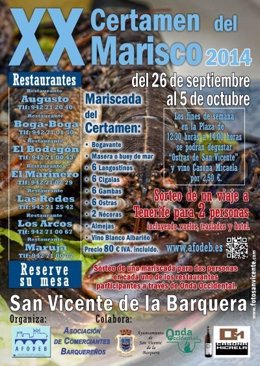 Cartel del XX Certamen del Marisco de San Vicente de la Barquera