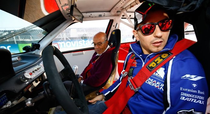 Lorenzo con Ezpeleta en una exhibición en Alcañiz