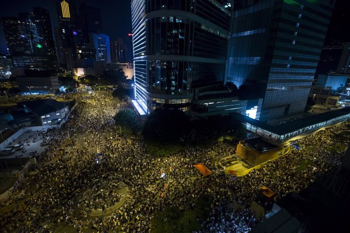 Manifestación ante la sede del gobierno de Hong Kong