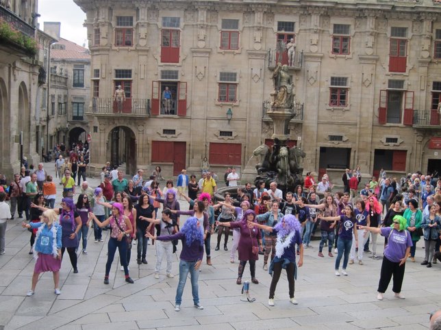 Flashmob en la concentración de la Plataforma Galega polo Dereito ao Aborto
