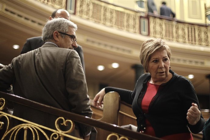 Celia Villalobos y Gaspar Llamazares en el Congreso