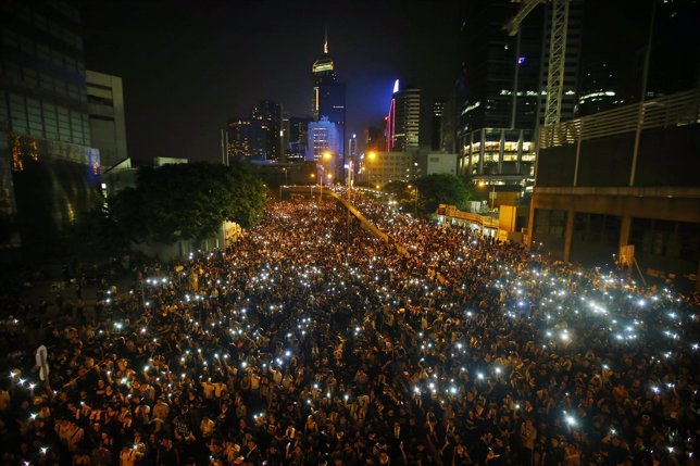Manifestantes prodemocráticos en Hong Kong