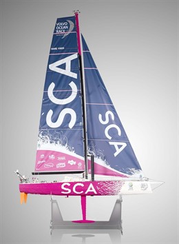 Réplica de un barco de la Volvo con piezas de Lego