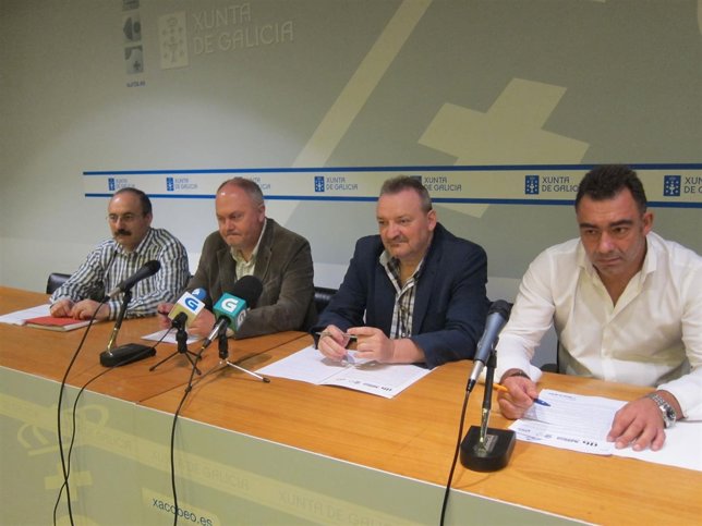 Vázquez (UGT), Varela (CIG), Doforno (CC.OO.) y Brunete (CSIF)