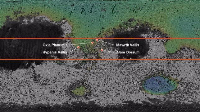 Lugares candidatos para el aterrizaje de ExoMars