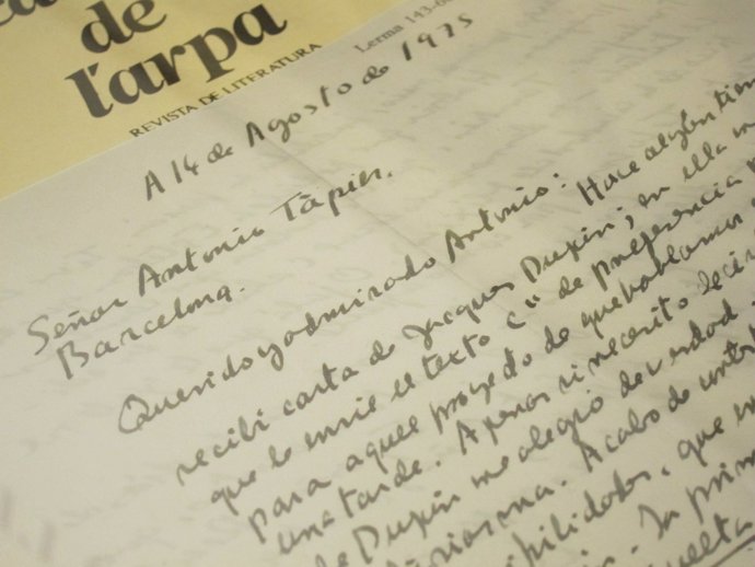 Una de las cartas de Octavio Paz a Antoni Tàpies