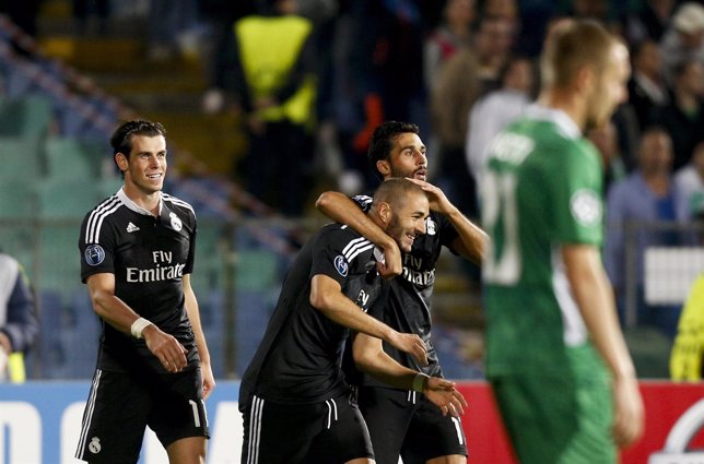 Benzema, Bale y Arbeloa tras ganar al Ludogorets