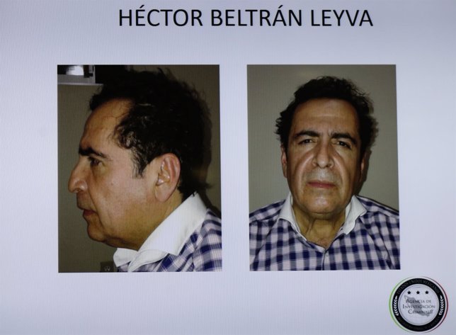 Pictures of head of Beltran Leyva drug cartel Hector Beltran Leyva are seen disp