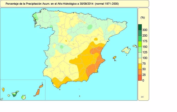 Distribución de las precipitaciones del año hidrológico 2013-14