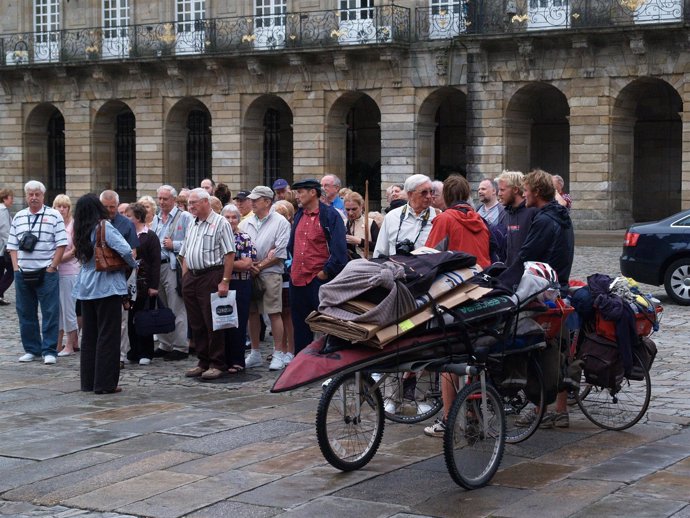 Turistas en Santiago de Compostela (A Coruña)