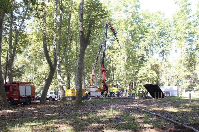 Parque de la Devesa de Girona, extracción de agua de las vías de AVE