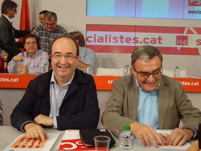 El secretario general del PSC, Miquel Iceta, y el presidente del PSC, Àngel Ros