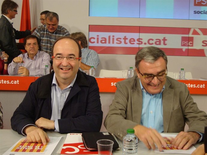 El secretario general del PSC, Miquel Iceta, y el presidente del PSC, Àngel Ros