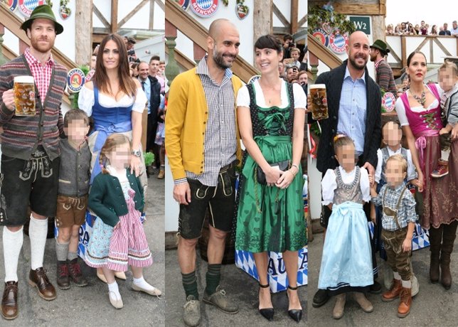 Xabi Alonso, Pepe Reina y Pep Guardioa divirtiéndose en el Oktoberfest