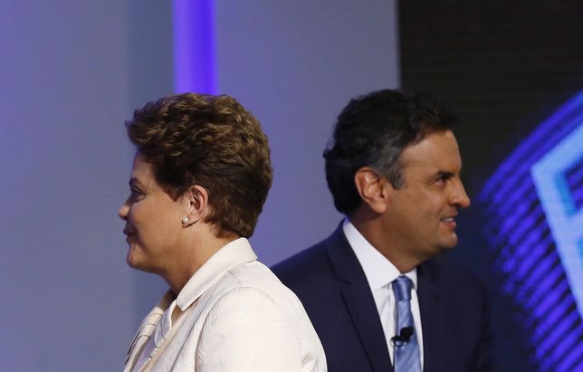 Dilma Rousseff y Aecio Neves en un debate presidencial.