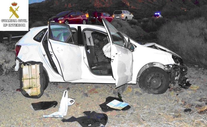 Vehículo del presunto ladrón tras el accidente
