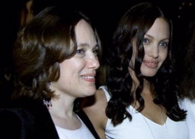 Center, cast member Angelina Jolie with her Mother, left and actress Jacqueline 