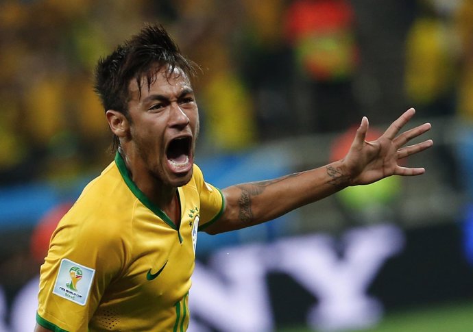 Neymar en un partido del Mundial de Brasil