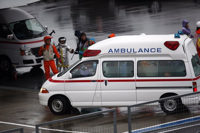 Ambulancia en Suzuki tras el grave accidente de Bianchi