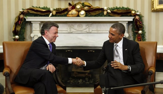 El presidente de Colombia, Juan Manuel Santos, y el de EEUU, Barack Obama.