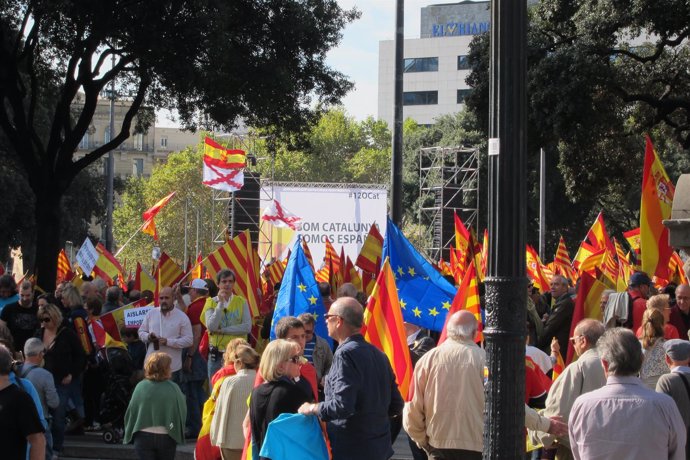 Manifestación en Barcelona por la unidad de España el 12-O de 2013