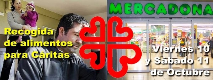 Cartel de campaña de recogida de alimentos de Cáritas en Jaén