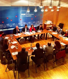 Pedro Sánchez y Tomás Gómez, reunidos con profesionales de Sanidad 