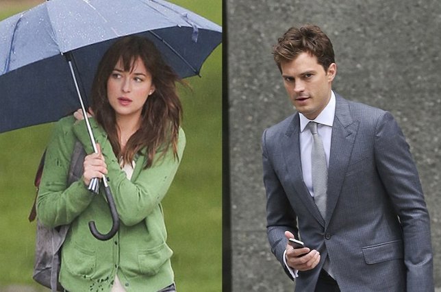 Jamie Dornan y Dakota Johnson en Cincuenta sombras de Grey