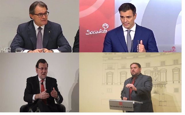 Artur Mas, Pedro Sánchez, Mariano Rajoy y Oriol Junqueras