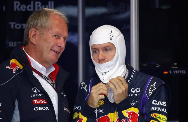 Helmut Marko y Sebastian Vettel (Red Bull)