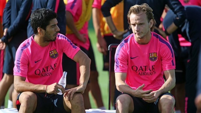 Luis Suárez y Rakitic con el Barcelona
