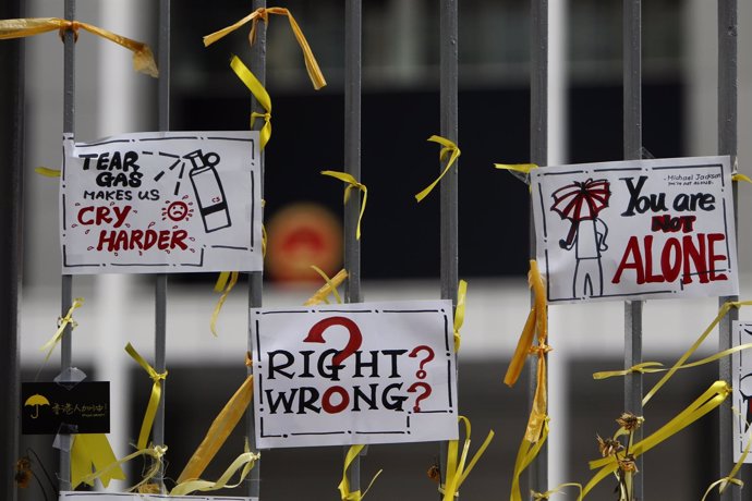 Mensajes pro-democracia en Hong Kong 