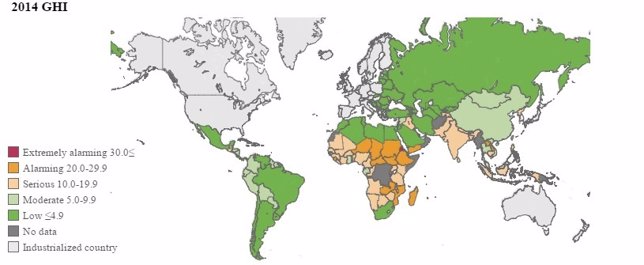 Mapa hambre en el mundo