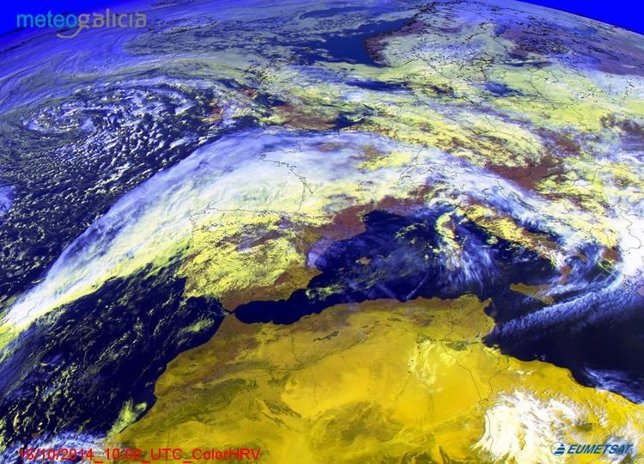Imagen de satélite de la borrasca sobre Galicia