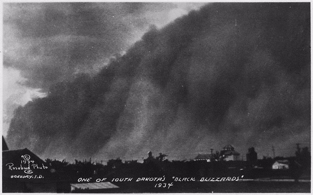 Tormenta de polvo en Dakota del Sur en 1934
